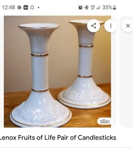 Lenox Ivory and Gold Candle Holders